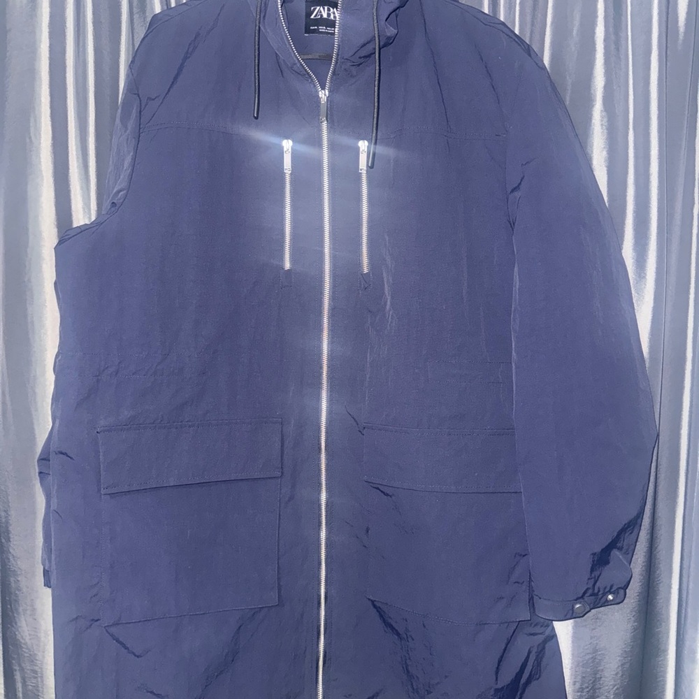 Zara Men's Deep Blue Raincoat